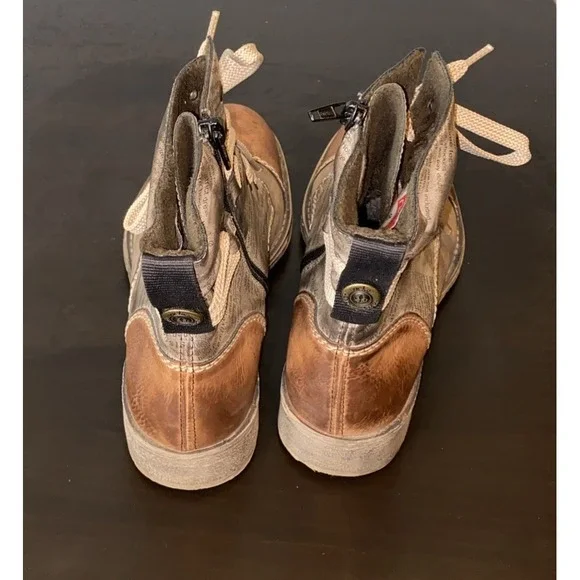 Reiker Peyton Graphic Print Side Zip Combat Boots 38 (sz 7.5-8) - Picture 3 of 7